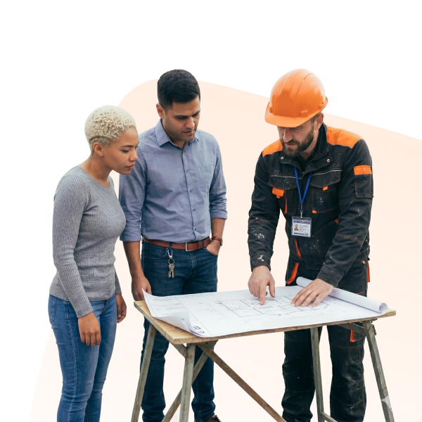 Contractor discussing project with homeowners